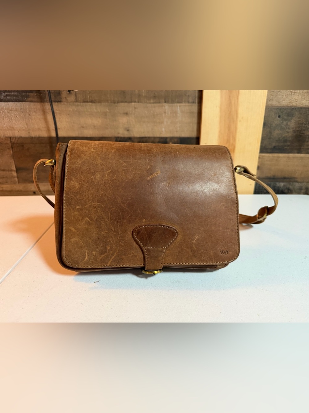 Adrian Klis Brown Genuine Leather Crossbody Shoulder Bag Organizer Purse 9x7